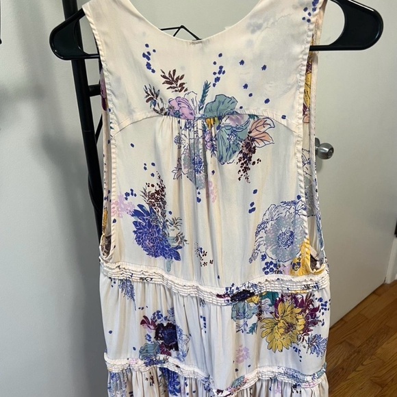 Free People Cream Floral Tiered Dress with Blue & Yellow Blooms - Picture 3 of 3